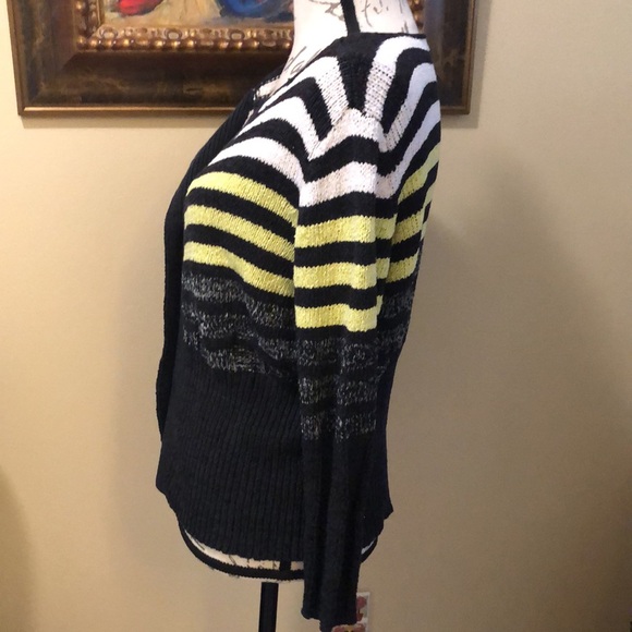 Curio big mop button dow long sleeved striped cotton blend cardigan sweater - Picture 6 of 11